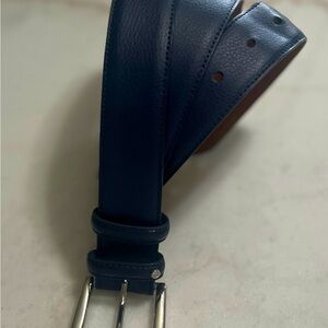 Lauren Ralph  Lauren Dark Blue Leather Belt Men’s Size XL Silver Buckle
